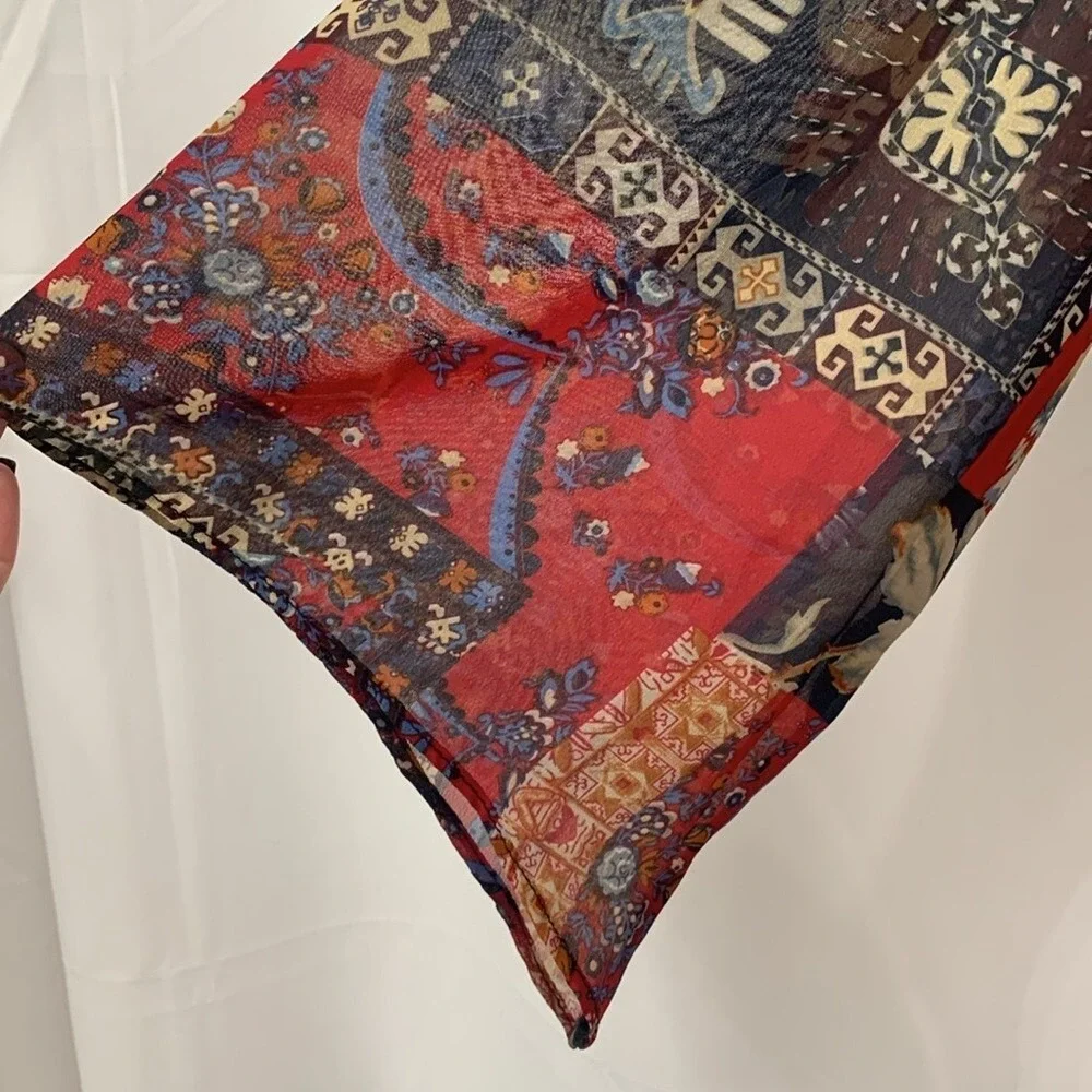 Altar'd State Womens‎ Boho Patchwork Print Mini Dress Red Blue Size Medium